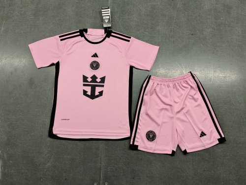 Youth Uniform Kids Kit 2024-2025 Inter Miami Home Soccer Jersey Shorts