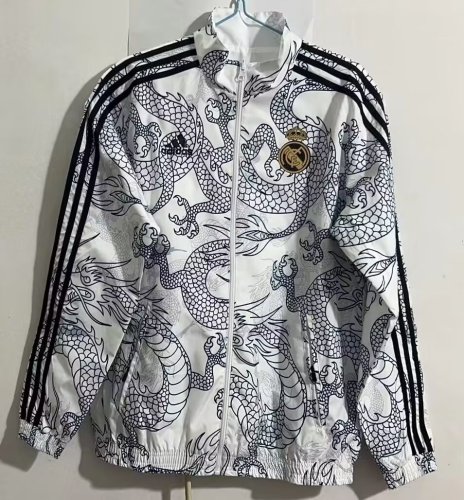 2023-2024 Real Madrid Black/White Reversible Soccer Jacket Football Jacket
