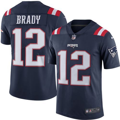 New England Patriots #12 Tom Brady Navy Blue Men's Stitched NFL Limited New Color Rush Jersey