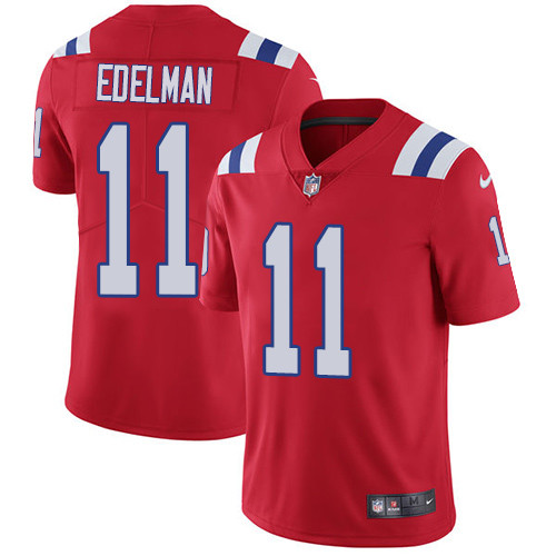 New England Patriots #11 Julian Edelman Red Alternate Men's Stitched NFL Vapor Untouchable Limited Jersey