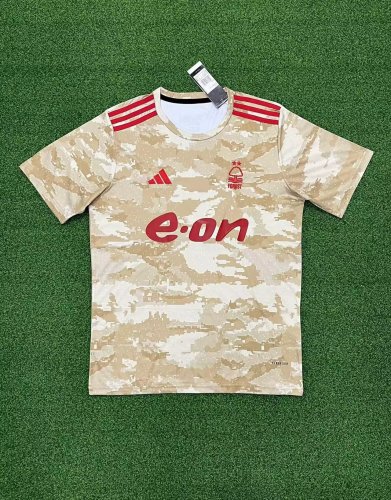 with Sponor Logo Fans Version 2023-2024 Nottingham Forest White/Yellow Camo Soccer Training Jersey
