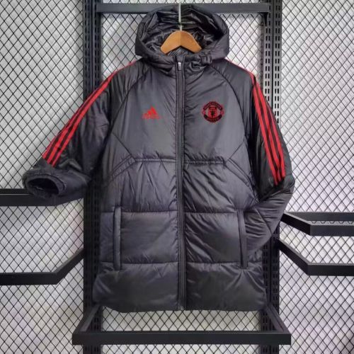 2023-2024 Manchester United Black Cotton Jacket Soccer Coat