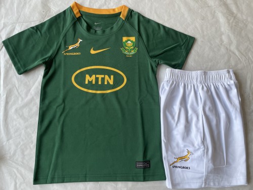 Youth 2024 South Africa Green Rugby Jersey White Shorts