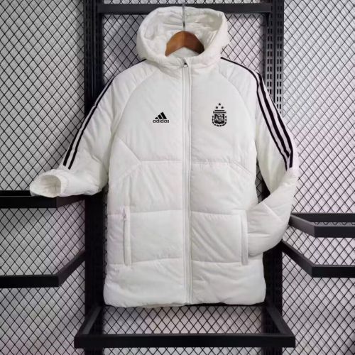 2023-2024 Argentina White Cotton Jacket Soccer Coat