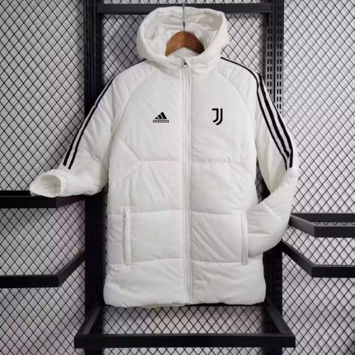 2023-2024 Juventus White Cotton Jacket Soccer Coat