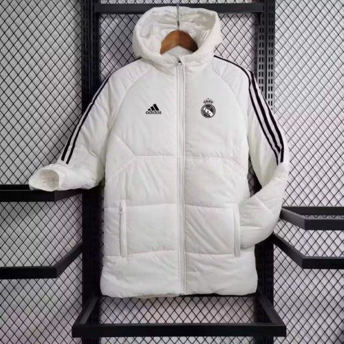 2023-2024 Real Madrid White Cotton Jacket Soccer Coat
