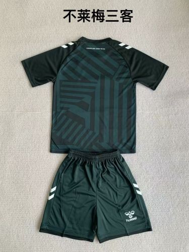 Youth Uniform Kids Kit 2023-2024 Werder Bremen Third Away Dark Green Soccer Jersey Shorts Child Set