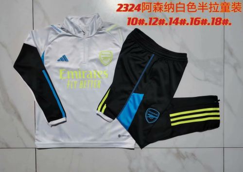 Youth 2023-2024 Arsenal White Soccer Training Sweater and Pants