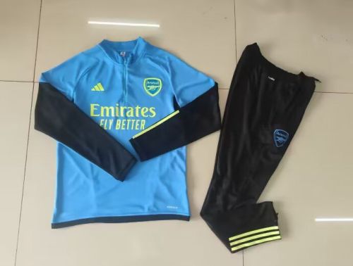 2023-2024 Arsenal Blue/Black Soccer Training Sweater and Pants Football Kit