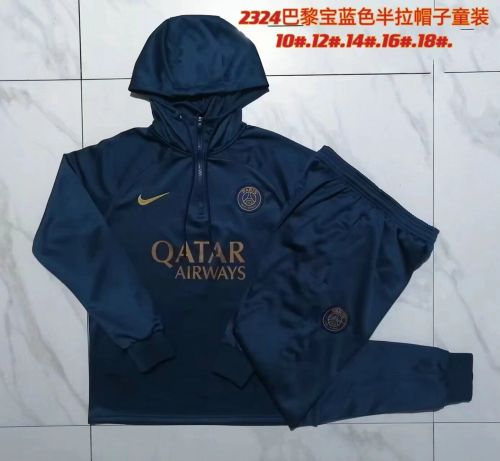 Youth 2023-2024 PSG Dark Blue Soccer Training Hoodie and Pants