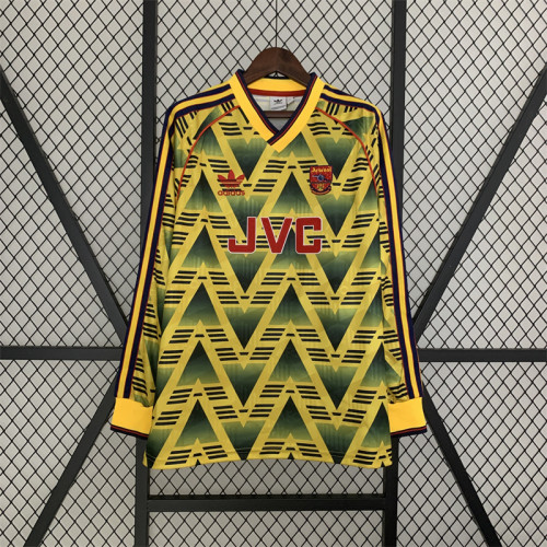 Long Sleeve Retro Jersey 1991-1993 Arsenal Away Yellow Vintage Soccer Jersey