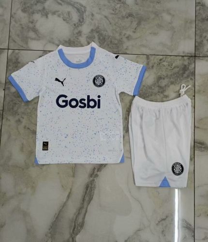 Youth Uniform Kids Kit 2023-2024 Girona Away White Soccer Jersey Shorts Child Football Set
