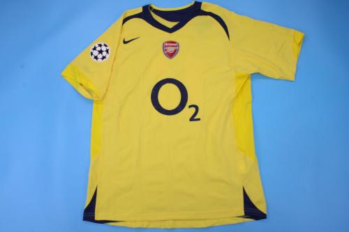 with UCL Patch Retro Jersey 2005-2006 Arsenal Away Yellow Soccer Jersey Vintage Football Shirt