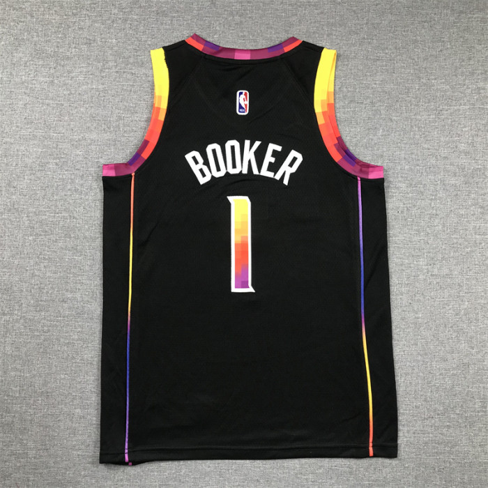 Youth Kids Statement Edition Phoenix Suns 1 BOOKER Black NBA Jersey Child Basketball Shirt