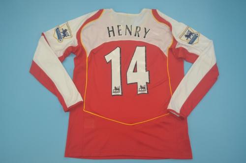 with EPL Patch Long Sleeve Retro Jersey 2004-2005 Arsenal HENRY 14 Home Soccer Jersey Vintage Football Shirt