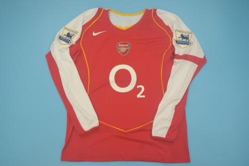 with EPL Patch Long Sleeve Retro Jersey 2004-2005 Arsenal Home Soccer Jersey Vintage Football Shirt