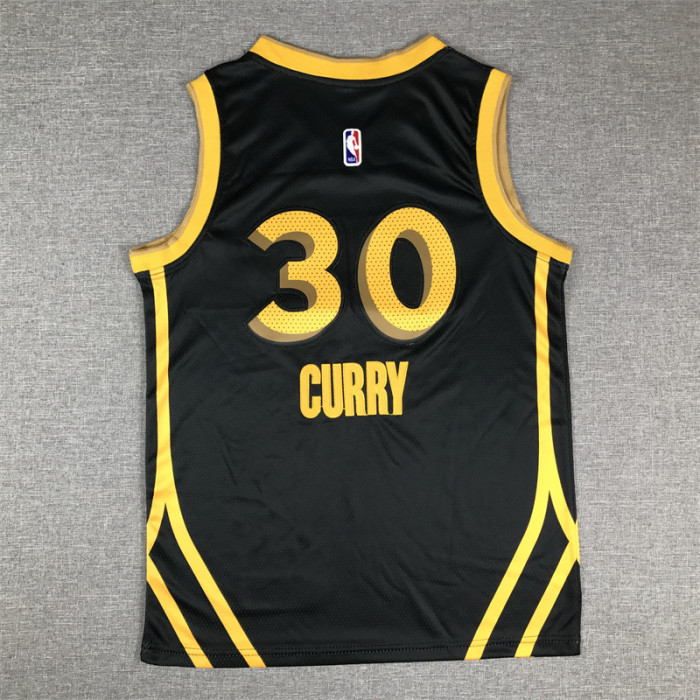 Youth Kids 2024 City Edition Golden State Warriors 30 CURRY Black NBA Jersey Child Basketball Shirt