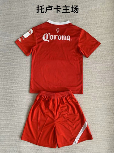 Youth Uniform 2023-2024 Toluca Home Soccer Jersey Shorts Kids Football Kits