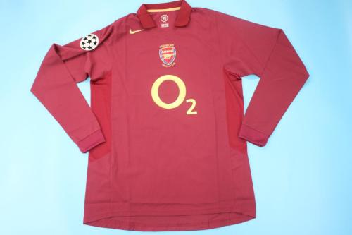 with UCL Patch Retro Jersey Long Sleeve 2005-2006 Arsenal Home Soccer Jersey