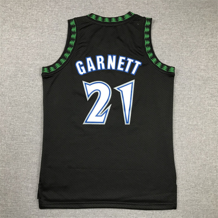 Mitchell&Ness 1997-98 Minnesota Timberwolves 21 KEVIN GARNETT NBA Jersey Black Men's Basketball Shirt