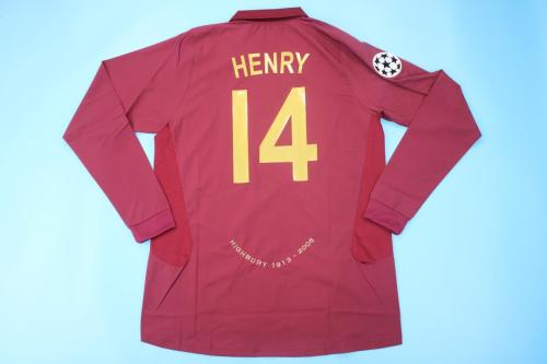 with UCL Patch Retro Jersey Long Sleeve 2005-2006 Arsenal HENRY 14 Home Soccer Jersey