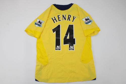 with EPL Patch Retro Jersey 2005-2006 Arsenal Henry 14 Away Yellow Soccer Jersey Vintage Football Shirt
