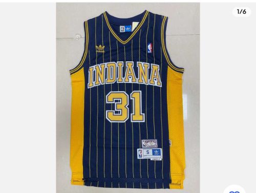 Indiana Pacers 31 R.MILLER Blue NBA Shirt Basketball Jersey