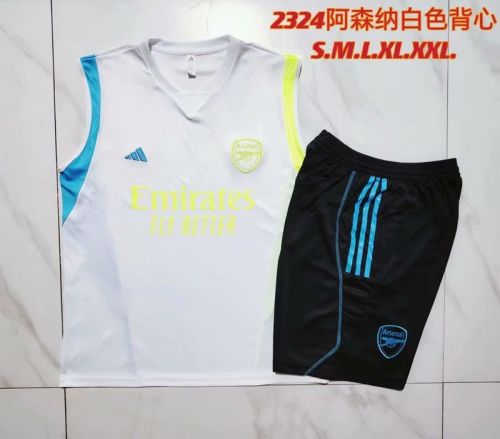 Adult Uniform 2023-2024 Arsenal White Soccer Training Vest and Shorts Football Kits