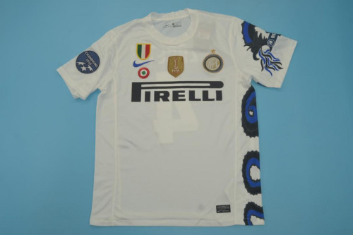 with Golden FIFA+Scudetto+Italia Coppa+UCL Patch Retro Jersey 2010-2011 Inter Milan Away White Soccer Jersey