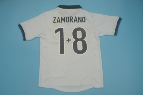 Retro Jersey 1998-1999 Inter Milan 1+8 ZAMORANO Away White Soccer Jersey Vintage Football Shirt