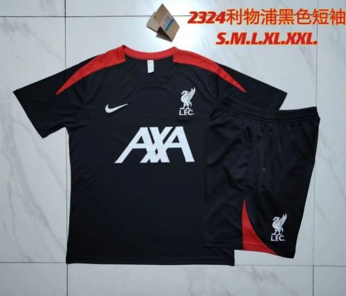 Adult Uniform 2023-2024 Liverpool Black Soccer Training Jersey and Shorts Football Kits
