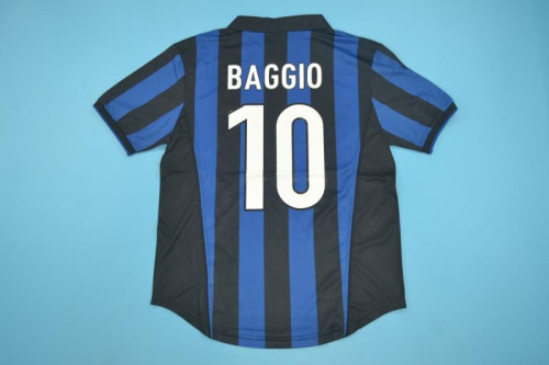 with UCL Patch Retro Jersey 1998-1999 Inter Milan BAGGIO 10 Home Soccer Jersey Vintage Football Shirt