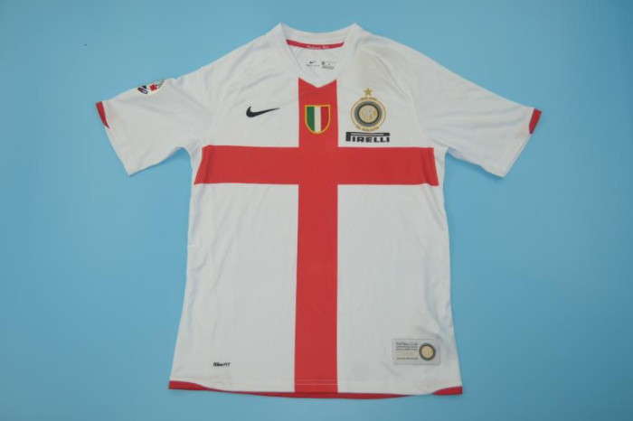 with Scudetto+Serie A Patch Retro Jersey 2007-2008 Inter Milan Away White Soccer Jersey