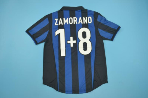 with UCL Patch Retro Jersey 1998-1999 Inter Milan 1+8 ZAMORANO Home Soccer Jersey Vintage Football Shirt