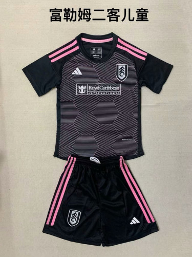 Youth Uniform Kids Kit 2023-2024 Fulham Third Away Black Soccer Jersey Shorts