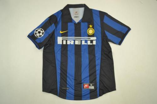 with UCL Patch Retro Jersey 1998-1999 Inter Milan RONALDO 9 Home Soccer Jersey Vintage Football Shirt