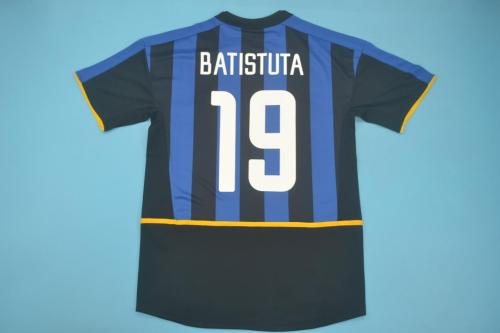 with Serie A Patch Retro Jersey Inter Milan 2002-2003 BATISTUTA 19 Home Soccer Jersey Vintage Football Shirt