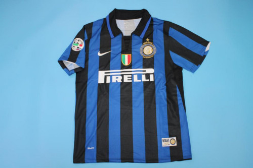 with Scudetto+Serie A Patch Retro Jersey 2007-2008 Inter Milan Home Soccer Jersey Vintage Football Shirt