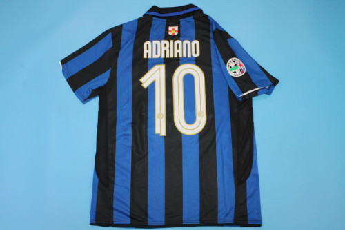 with Scudetto+Serie A Patch Retro Jersey 2007-2008 Inter Milan ADRIANO 10 Home Soccer Jersey Vintage Football Shirt