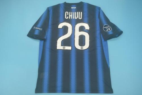 with Golden FIFA+Scudetto+Italia Coppa+UCL Patch Retro Jersey 2010-2011 Inter Milan CHIVU 26 Home Soccer Jersey Vintage Football Shirt