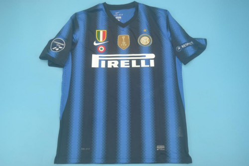 with Golden FIFA+Scudetto+Italia Coppa+UCL Patch Retro Jersey 2010-2011 Inter Milan Home Soccer Jersey Vintage Football Shirt
