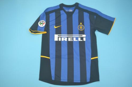 with Serie A Patch Retro Jersey Inter Milan 2002-2003 Home Soccer Jersey Vintage Football Shirt
