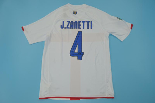 with Scudetto+Serie A Patch Retro Jersey 2007-2008 Inter Milan J.ZANETTI 4 Away White Soccer Jersey