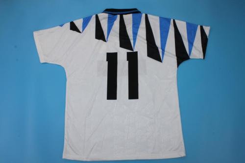 Retro Jersey 1991-1992 Inter Milan 11 Away White Soccer Jersey Vintage Football Shirt