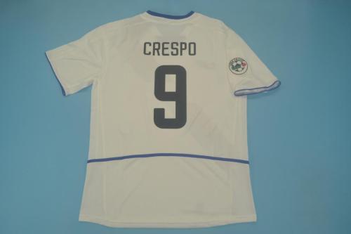with Serie A Patch Retro Jersey Inter Milan 2002-2003 CRESPO 9 Away White Soccer Jersey Vintage Inter Football Shirt