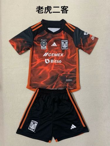 Youth Uniform Kids Kit 2023-2024 Tigres Third Away Soccer Jersey Shorts Child Football Set