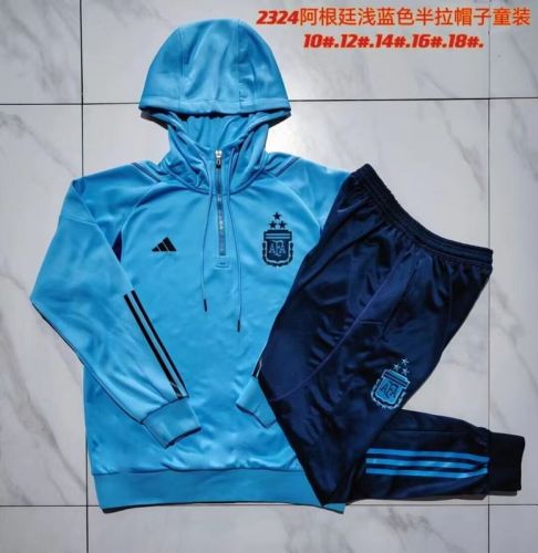 2023-2024 Argentina Light Blue Soccer Training Hoodie and Pants