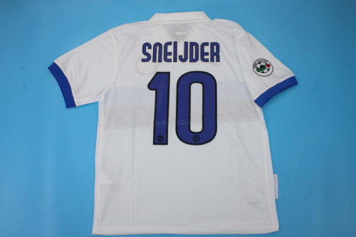 with Serie A Patch Retro Shirt Inter Milan 2009-2010 SNEIDJER 10 Away White Soccer Jersey Vintage Football Shirt