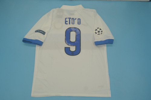 with Scudetto+UCL Patch Retro Shirt Inter Milan 2009-2010 ETO'O 9 Away White Soccer Jersey Vintage Football Shirt