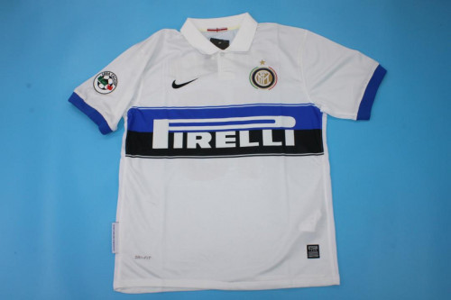 with Serie A Patch Retro Shirt Inter Milan 2009-2010 Away White Soccer Jersey Vintage Football Shirt
